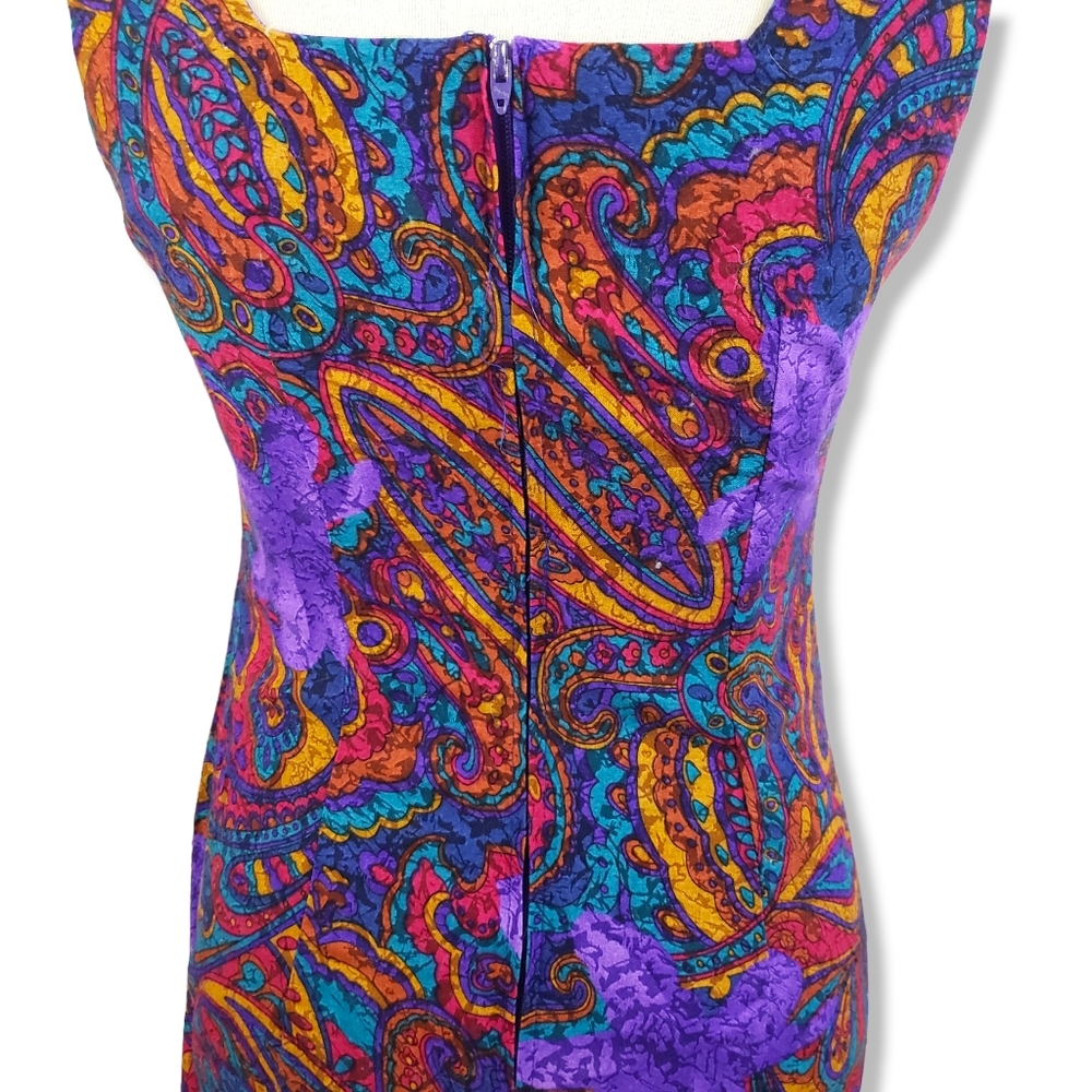 Vintage Multicolored Paisley Print Dress Size 9/10* - Picture 5 of 8